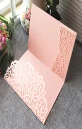 Hollow Laser Cut Nice Flowers Wedding Card مع ورقة لؤلؤة لبطاقات دعوة الزفاف حفلة عيد ميلاد شكرًا 4203541