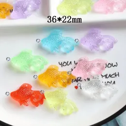 Charms 10Pcs Glitter 3D Luminous Goldfish Resin For Jewelry Making Earring Necklace Keychain DIY Craft Pendants Accessories