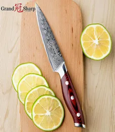 Grandsharp damasco faca de cozinha 5 Polegada faca utilitária 67 camadas japonês damasco aço inoxidável vg10 núcleo ferramentas cozinha new1145259