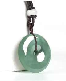 Pingentes Birmanês Jade Donut Pingente Esculpido Pedra Preciosa Verde Luxo Homem Natural Jóias Colar Presentes Reais para Mulheres Esmeralda Jadeite Homens