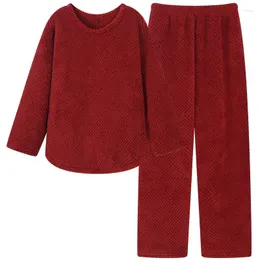 Pigiama da notte da uomo Pigiama caldo Festival Rosso Autunno Inverno Pigiama maschile Homme Pijama Manica lunga Flanella spessa Salotto Set da notte 3XL