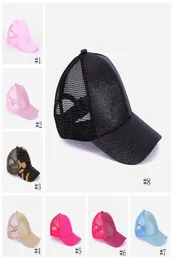 Kids Glitter Ponytail Ball Cap Sequin Baseball Hat Plain Visor Caps Girl Messy Bun Summer Hats Adjustable Hip Hop Snapback GGA35362259060