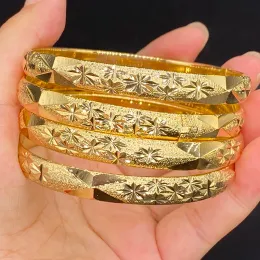 Bangles 8mm/64mm Ethiopian Dubai 24k Color Gold Bracelets Europe Bangles for Women Middle East Arabia African Girls Wedding Jewelry Gift