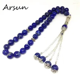 느슨한 보석 자연 33 아프가니스탄 청록 Lazuli 반전석 Kehribar Tesbih기도 구슬 이슬람 무슬림 Tasbih Allah