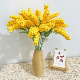 Decorative Flowers Hand Knitting Barley Artificial Plant Rice Wheat Bouquet Crochet Flower For Fall
