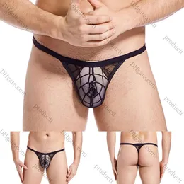 Men Sexy Underwear See Through Thong T-back G-string Briefs Mesh Low Waist Breathable Bikini Briefs Pouch Underwear Male Panties