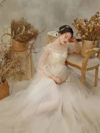 Sukienki fotograficzne sukienki macierzyńskie do sesji zdjęciowej ciąży w ciąży Perspektywa Koreańska sukienka
