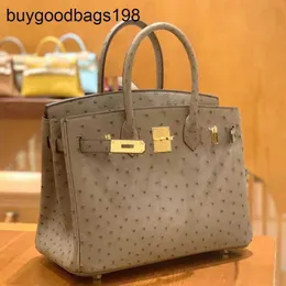 Designer Bag Bk Ostrich Handbags Handbags Fully Handstitched South Africa Kk Ostrich Leather 25 30cm Womens Bag Luxury 2024 New Handbag Plui