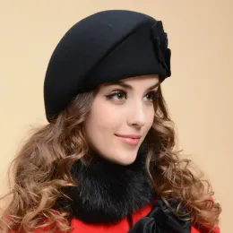 Berets 2021 New Fashion Women Beret Hat For Women Beanie Female Cap Flower French Trilby Wool Soft Stewardess Hat gorras planas