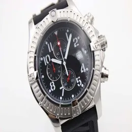 Novo mostrador preto seawolf relógio de borracha mar lobo quartzo cronógrafo cinto masculino branco ponteiro inoxidável relógios esportes masculino w2835