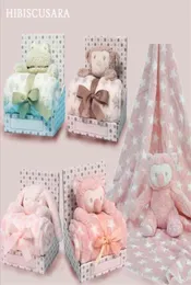 Детское плюшевое одеяло с защитной куклой из флиса для мальчиков и девочек s 7676, мягкое для младенцев, принимающее животное, обезьяна, сова, слон, 2108232240214