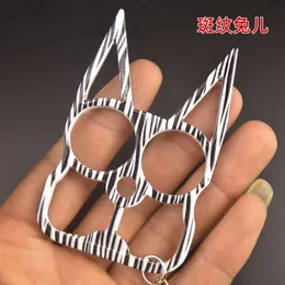Cartoon Rabbit Ear Self Defense Ring Head Cat Två fingrar Buckle Designer Wolf Hand Justice Life Hammer Tiger 0sgo