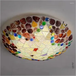 Ceiling Lights Lamp For Living Room Bedroom Home Loft Luminaria Decoration Indoor Led Stain Glass Shell Lighting Fixture Drop Deliver Dhhff