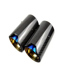 1PCS Universal M LOGO Burnt Blue Carbon Fiber Exhaust tips For M Performance exhaust pipe For Exhaust tips4983219
