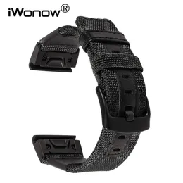 26mm Genuine Nylon Leather Watchband For Garmin Fenix 5x 3 3hr Quick Easy Fit Watch Band Stainless Steel Clasp Wrist Strap Y298I