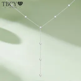 Pendants TBCYD 3mm 1.2cttw Round Cut Moissanite Diamond Pendant Necklace For Women S925 Silver Yshaped Neck Chain Evening Gown Jewelry