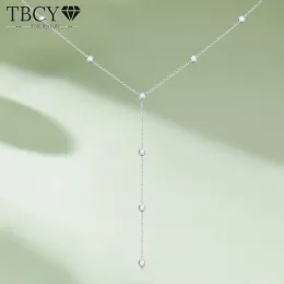 펜던트 tbcyd 3mm 1.2cttw 라운드 컷 Moissanite 다이아몬드 펜던트 여자를위한 S925 실버 샤이프 넥 체인 이브닝 가운 보석