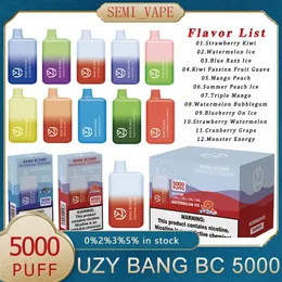 Original UZY Bang BC5000 Disposable Mesh Coil 12 Flavors E Cigarettes Kit 5000 Puffs 12ml 650mAh Rechargeable Vs elfbar BC5000 lost vape bar mary bars xxl PUFF 5K