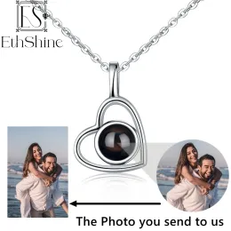 Halsketten EthShine Personalisierte Herz-Fotoprojektions-Halskette 925 Sterling Silber Muttertagsgeschenk Foto Individueller Schmuck Geburtstagsgeschenke