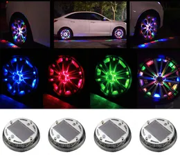 4 pçs carro rgb luz da roda 4 modos 12 led rgb carro auto energia solar flash roda pneu luz lâmpada decoração capa do carro styling4203585