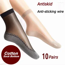 Kadın SOCKS 20 PCS 10 Çift İlkbahar Yaz Yumuşak İnce İpek Slip Slip Botth Sclice Moda Şeffaf Bayanlar Nefes Alabilir Çorap