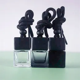 Garrafas de perfume de carro de vidro de fragrância de forma quadrada 8ml perfume vazio pendurado garrafa difusora de carro para decoração de ventilação