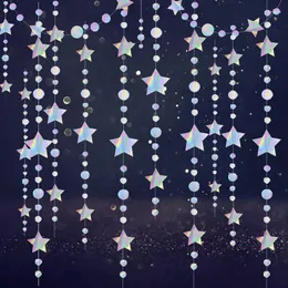 زخرفة الحفلات 4M Glitter Star Moon Garland Banner DIY Bright Bright Backdrop Colorful Bling Event Event Greathers