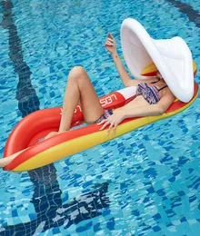 Foldable outdoor water hammock PVC Inflatable Lounge Chair Floating Sleeping Bed Swimming Pool water Hammock with Sunshade5851717