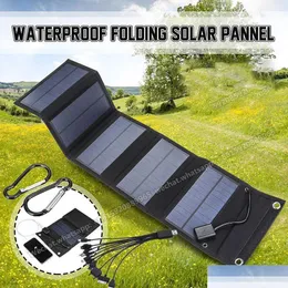 Other Home Garden Portable 12W Foldable Waterproof Solar Panel Usb Ports Fast Charging For Phone Laptops Cam Climbing Mountian Eme Dhgfy