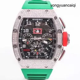 RM Wrist Watch Richardmillz Montre RM011-FM Men's Watch RM011 Platinum Back Diamonds Sports Mechanical Hollow Fashion Casual Chronograph