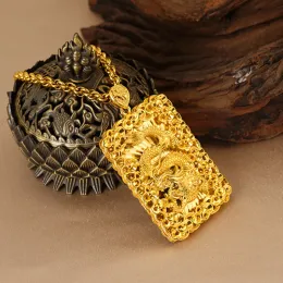 Necklaces Real 24K Gold Color Filled Dragon Pendant for Men Wedding Engagement Jewelry Delicate Dragon Pendants Anniversary Gift Male