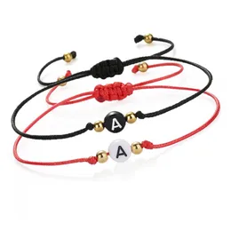 Moda łańcuchowa A-Z 26 Litery Alphabet Inicjały urok łańcuch liny bransoletki kobiety mężczyźni regulowane czarne czerwone sznurek Dhgarden dhtqw