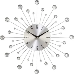 Металлические настенные часы Deco 79 со звездообразными вспышками и хрустальными акцентами, 15 x 1 x 15 дюймов, золото