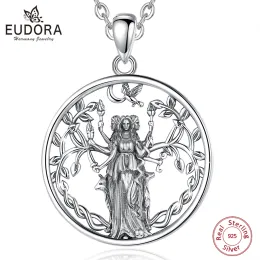 Wisiorki Eudora 925 Sterling Srebrny Triple Moon Bogini Naszyjnik Hecate Amulet Wisipant Triple Bogini Biżuteria Prezent dla kobiet