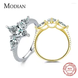 Clusterringe MODIAN Hohe Qualität 925 Sterling Silber Klassische Hochzeit Funkelnder Diamant CZ Fingerring Für Frauen Weibliche Verlobungsschmuck