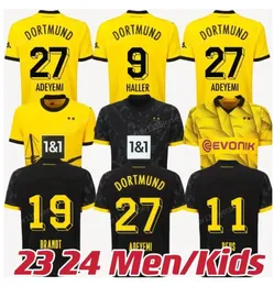 23 24 축구 유니폼 리우스 도르트문트 2023 2024 Borussia 축구 할러 축구 셔츠 Bellingham Neongelb Hummels Brandt 남자 아이 스페셜 키트 Maillot de Foot