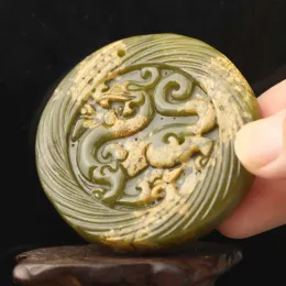 Pendants Old China Natural Jade Hand Carved dragon pendant u