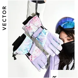 Sports Gloves Thick Men Women 2-In-1 Mittens Ski Snowboard Snow Winter Warm Waterproof Windproof Skiing Faux Leather Plam Drop Deliv Dhmgz
