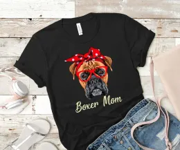 T-shirt Boxer mom Dog Shirt mama Private custom color printing 100% cotton Short Sleeve Top Tee Cotton O Neck Unisex Drop shipping goth