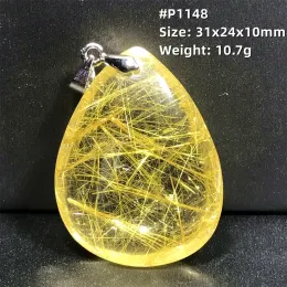 Ciondoli Top Collana in quarzo rutilato oro naturale Gioielli con ciondolo per donna Uomo Perline in argento Fortuna Ricchezza Pietra Pietra preziosa di cristallo AAAAAA