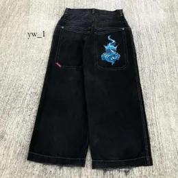 고품질 남성 JNCO 청바지 jnco y2k 힙합 레트로 그래픽 자수 헐렁한 검은 바지 남성 여자하라 주쿠 고딕 하이 허리 와이드 바지 패션 보라색 청바지 4934