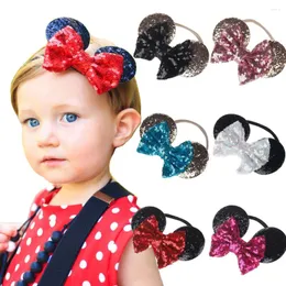 Accessori per capelli MengNa 24 pz/lotto Fascia per capelli con fiocco in paillettes all'ingrosso con ragazze in nylon per bambini