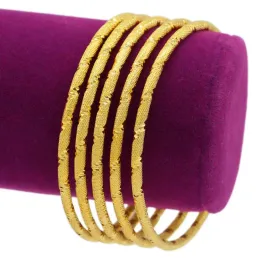 Bangles PINXUN 5pcs/lots Gold Color Round Bangles For Men Women Fashion Jewelry Big Size Bracelet Wedding Accessories Part Gifts XTE22