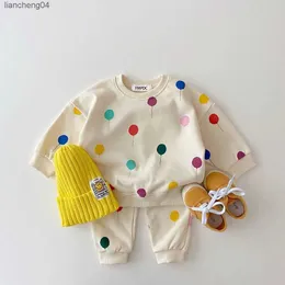 Kläder sätter 0-3 Ålder babykläder fritidskläder Kids Girl Boys Tryckt ballong Söt pyjamas Set Summer Costume Toddler Suit Home Wear Dress