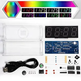 Relógios de parede DIY Kit de relógio com display de tubo digital e medição de temperatura Aprenda eletrônica criar um lindo