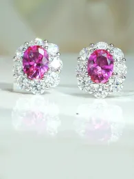 Earrings Fashion Versatile Flower Bud 925 Silver Ear Studs Inlaid with High Carbon Diamonds Grade, Junior, and Daily Celebrity Styl