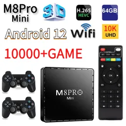 Konsole M8Pro Mini Konsole gier wideo 10K 64G 10000 Gry retro Android 12 Smart TV Box IPTV WIFI 2.4G Dual System H313 Gra wideo