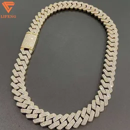 15mm Hip Hop Jewelry 925 Silver Miami Style Cuban Necklace Iced Out Moissanite Chain for Men