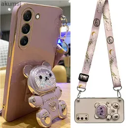 حالات الهاتف الخلوي Quicksand Bear Holder Lanyard Phone Case لـ Samsung Galaxy S23 S21 S20 S22 S10 Note 10 20 S24 Plus Ultra S21 Fe Cover yq240221