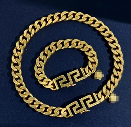 Gold Cuban Coarse Chain Choker Necklace Bracelet Banshee Head Portrait Designer Jewelry Women Men Lovers birthday party Hiphop Rock Punk Gifts XMS31Y08